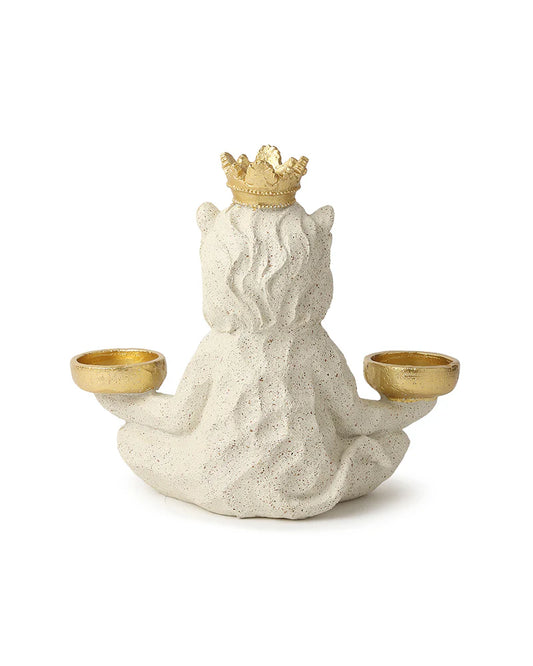 Polypropylene Yoga Lion Tealight Figurine for Living Room Decor and Gifting