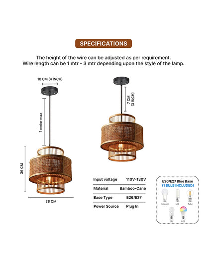 Cane Drum Pendant Lamp for Living Room Hall & Bedroom Decor