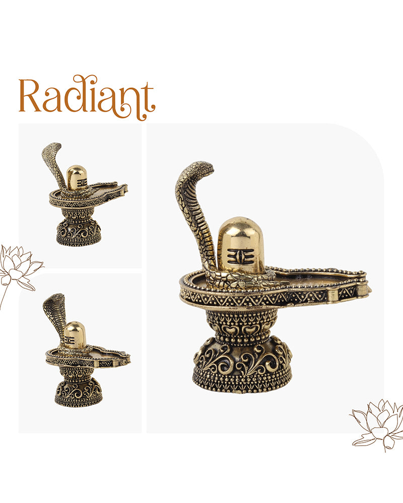 Brass Shivling with Naga Snake Idol Perfect for Pooja and Gifting