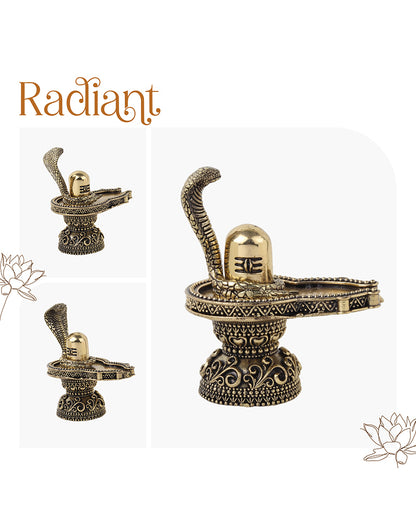 Brass Shivling with Naga Snake Idol Perfect for Pooja and Gifting