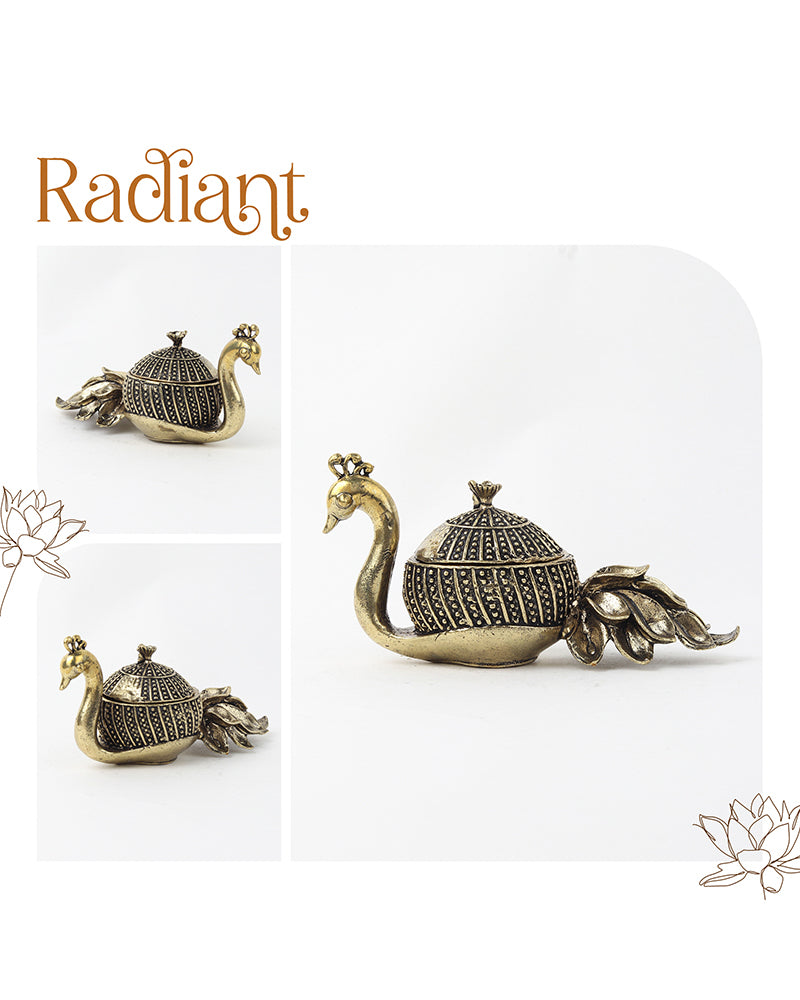Handcrafted Peacock-Shaped Brass Sindoor Dani for Daily Worship