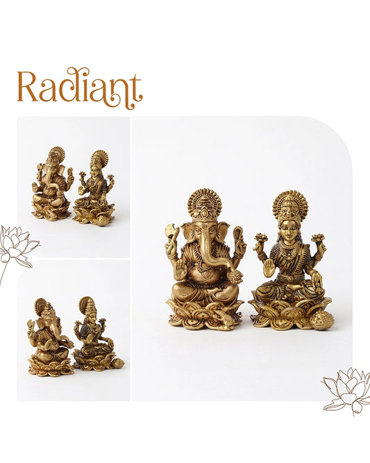 Pure Brass Laxmi Ganesh Idol Set Traditional Brass Pooja Idol