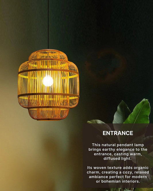 Natural Bamboo Pendant Light for Balcony and Hall