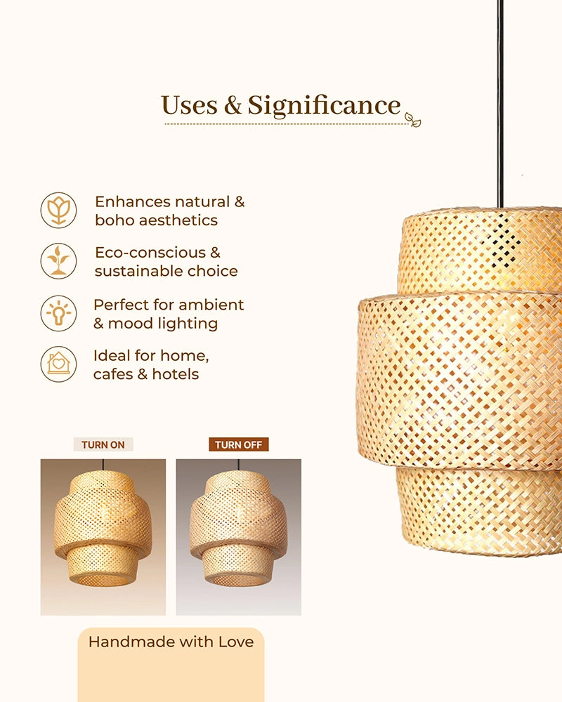 Minimalist Bamboo Pendant Light for Balcony and Patio