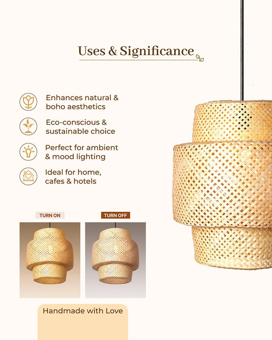 Minimalist Bamboo Pendant Light for Balcony and Patio