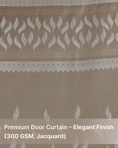 Jacquard Door Curtain with Eyelets (Beige, 7 ft)