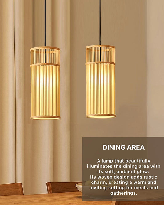 Boho Bamboo Hanging Lamp for Cafe and Home Interiors