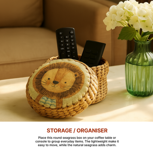 Storage Box with Lid | Round Gift Box | Seagrass Organiser Boxes