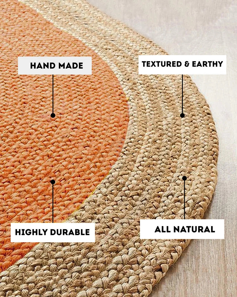 Runder Teppich aus Jute
