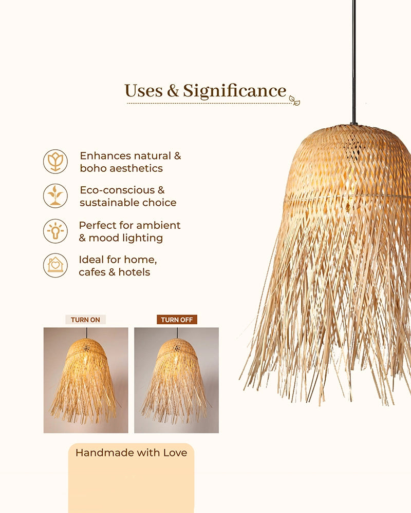 Boho Bamboo Pendant Lamp for Balcony and Patio