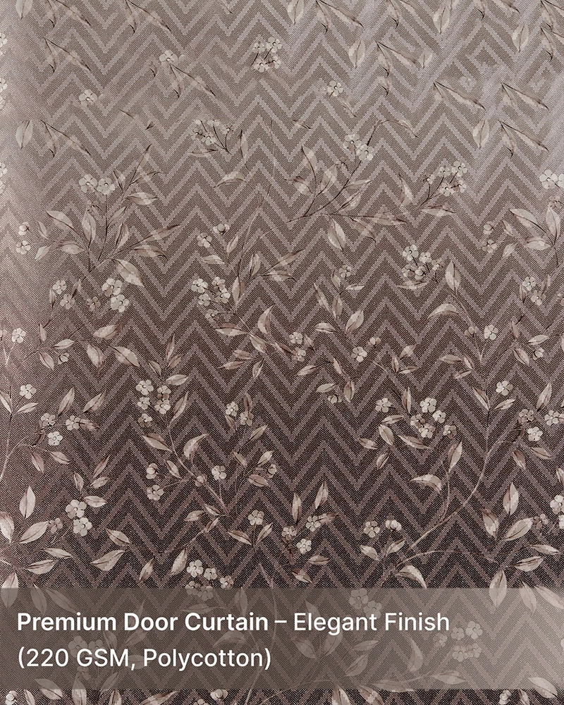 Premium Polycotton Eyelet Door Curtain (Brown, 7 ft)