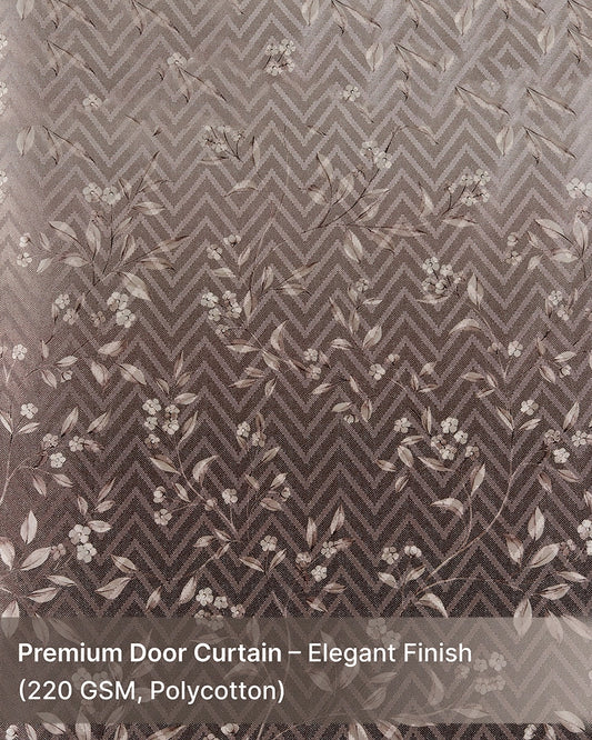 Premium Polycotton Eyelet Door Curtain (Brown, 7 ft)