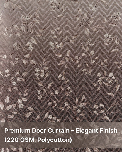 Premium Polycotton Eyelet Door Curtain (Brown, 7 ft)