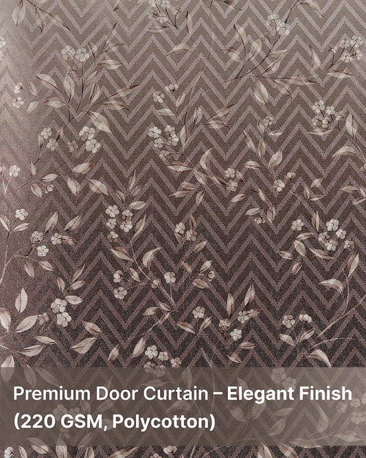 Premium Polycotton Eyelet Door Curtain (Brown, 7 ft)