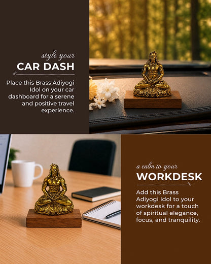 100 % Pure Brass Aadiyogi Lord Shiva Idol For Car Dashboard