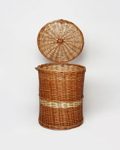 Handwoven Wicker Laundry Basket with Lid for Stylish and Organized Home Storage