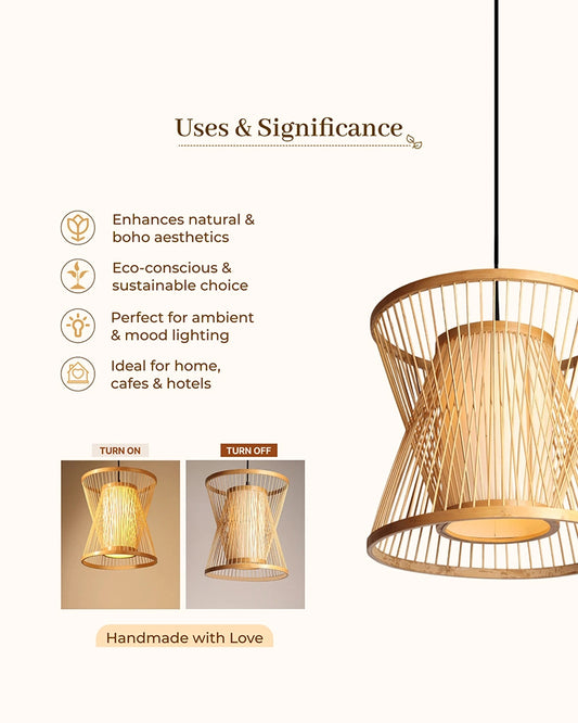 Natural Bamboo Ceiling Lamp for Dining Space and Home