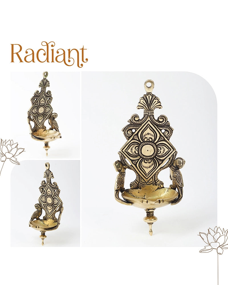 Decorative Brass Hanging Diya for Aarti, Pooja Items, and Home Decor