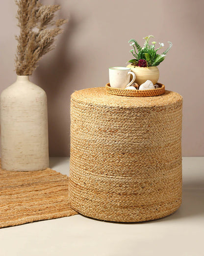 Comfortable Jute Pouffes for Relaxed Living Room
