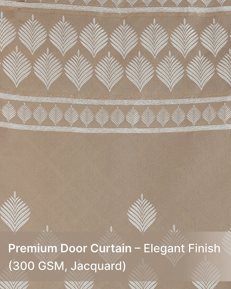 Contemporary Jacquard Eyelet Door Curtain (Beige, 7 ft)