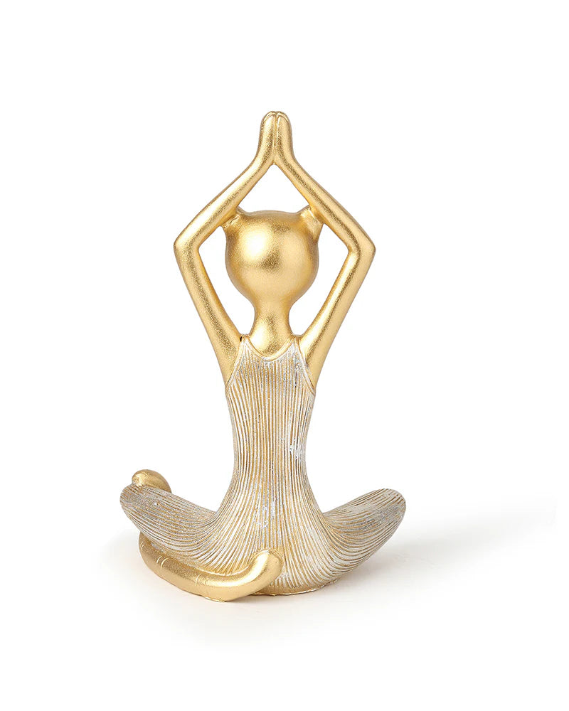 Yoga Cat Figurine in Polypropylene for Living Room Decoration