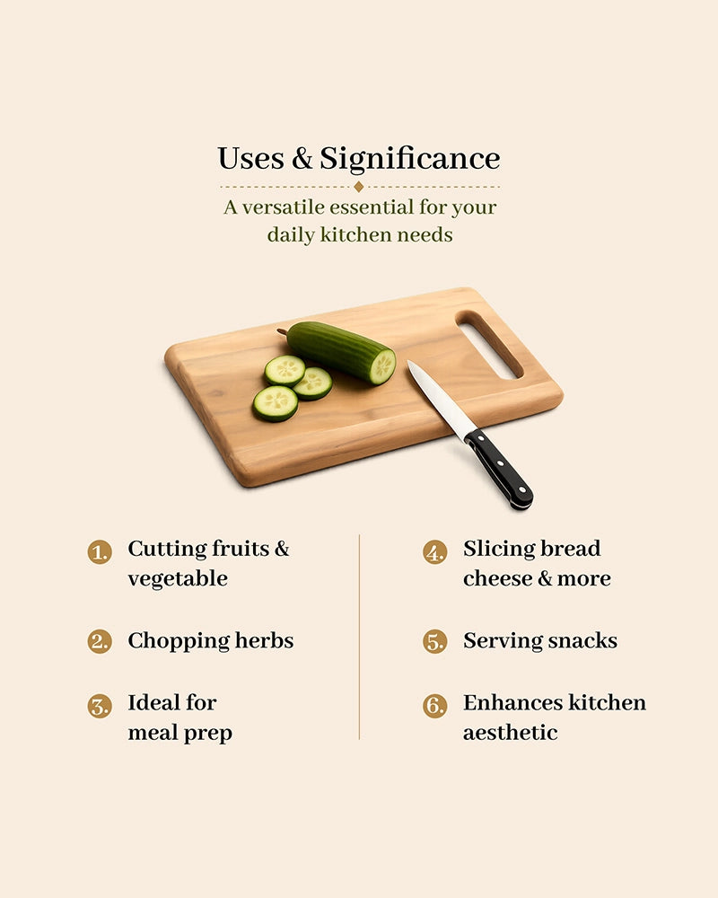Wooden Chopping Board with Cut Out Handle for Kitchen Use