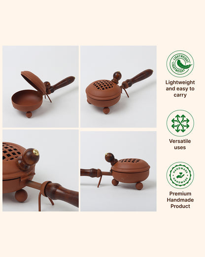 Handcrafted Metal Dhoopdani for Pooja Items and Religious Ceremonies