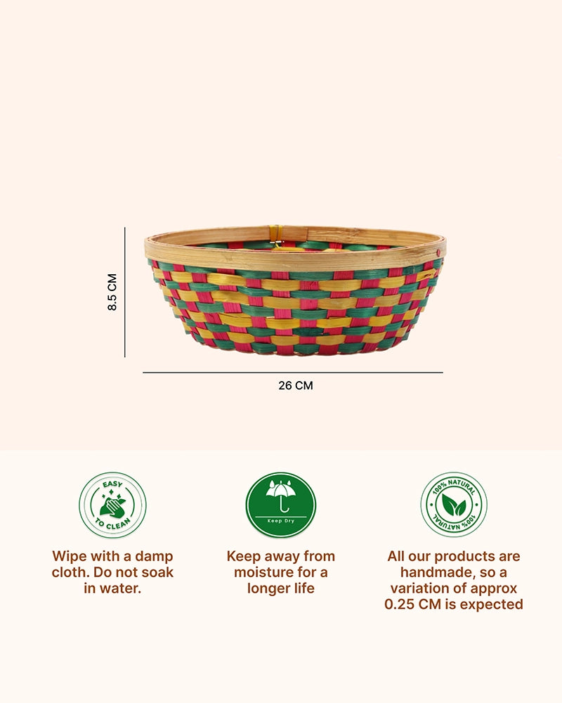 Durable Bamboo Fruit and Vegetable Basket for Kitchen Countertops