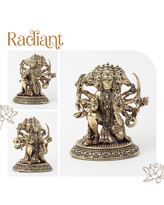 Panchmukhi Hanuman Brass Idol Figurine for Devotion and Daily Worship