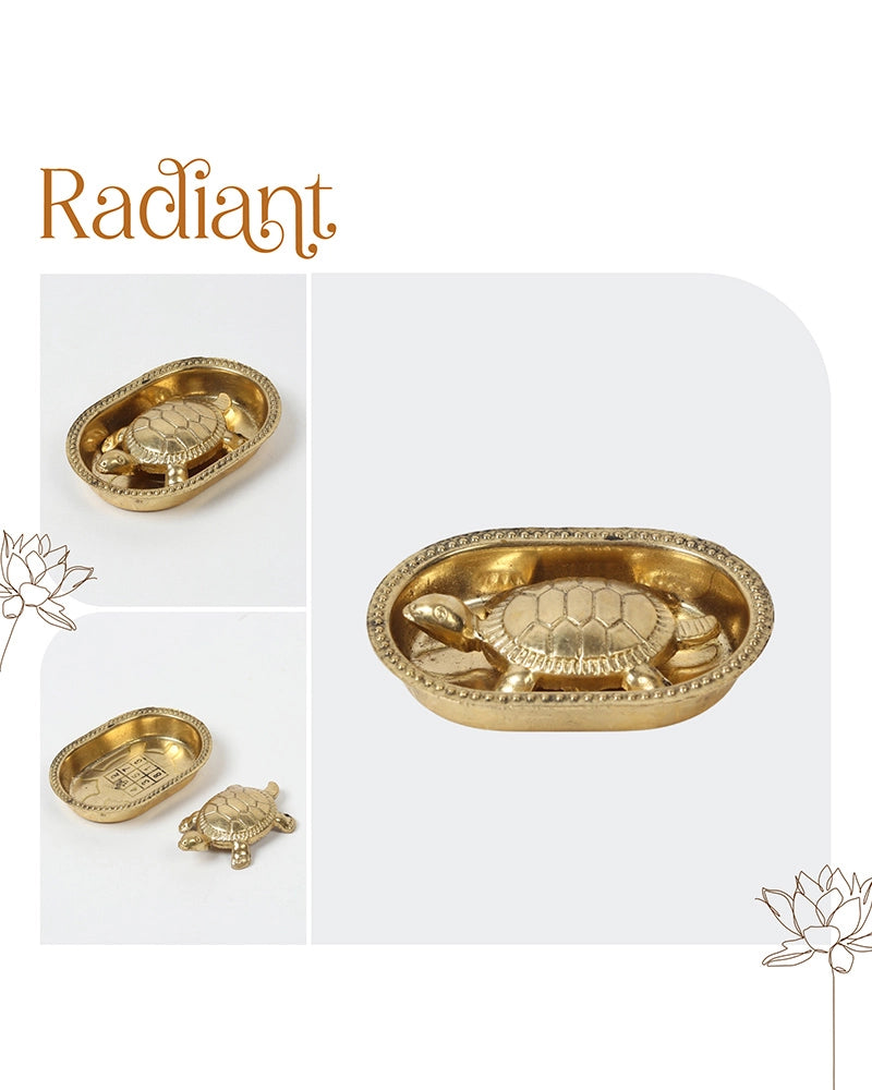 Pure Brass Vastu Tortoise with Brass Plate for Wealth and Home Decoration