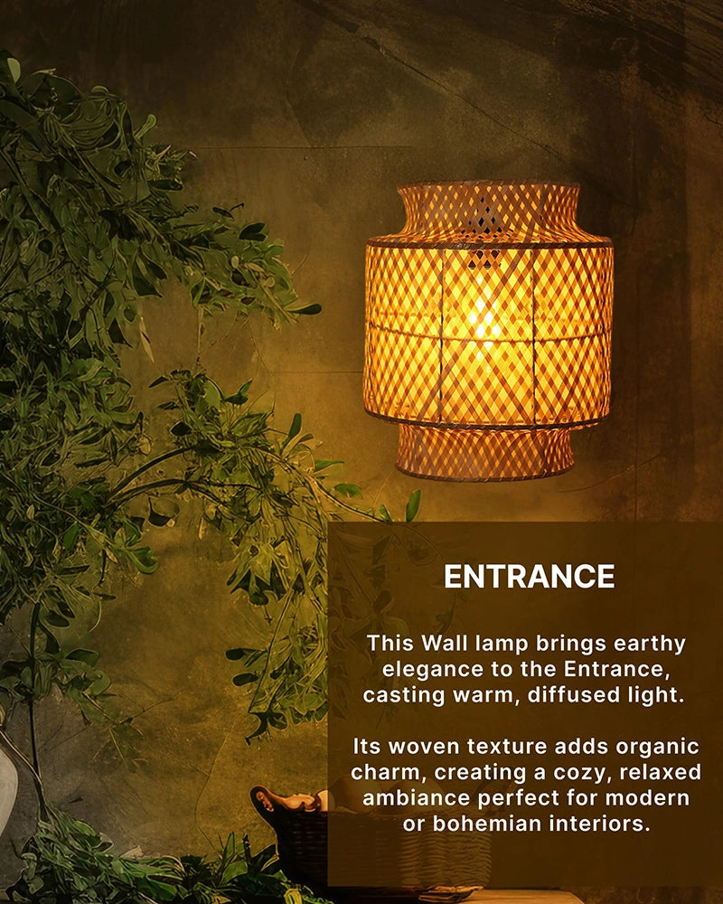 Bamboo Wall Lamp for Balcony and Living Room