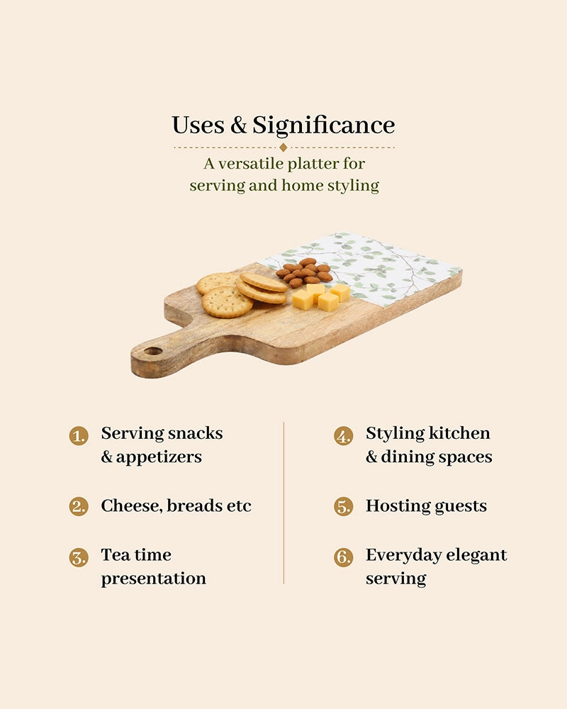 Wooden Platter with Handle for Kitchen and Gifting