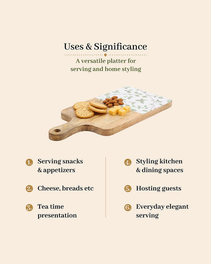 Wooden Platter with Handle for Kitchen and Gifting