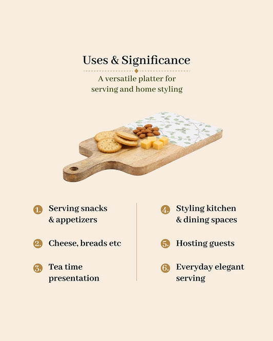 Wooden Platter with Handle for Kitchen and Gifting