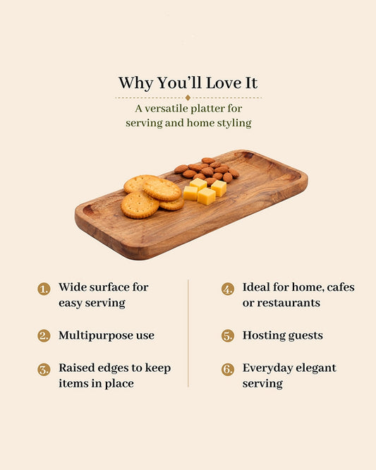 Eco Friendly Natural Wood Platter for Dining and Entertaining