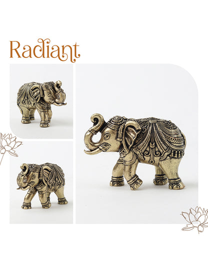Decorative Brass Elephant Figurine Showpiece for Shelves and Altars