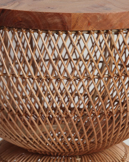 Brown Rattan Stool for Home Styling and Corner Display