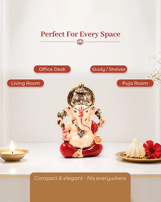 Polyresin Lord Ganesha Murti Multicolor Figurine Showpiece for Home Temple
