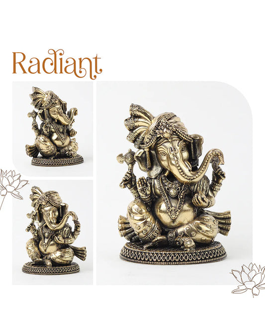 Auspicious Ganesh Ji Brass Idol for Festivals and Devotional Corners
