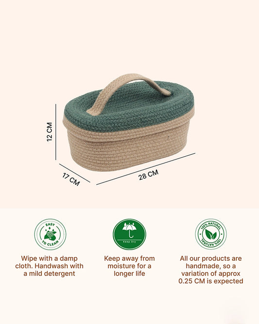 Handwoven Jute Basket with Lid for Desk Organization & Festive Gifting