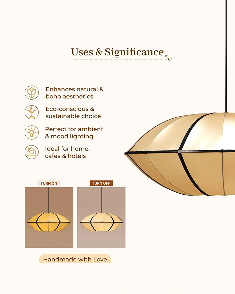 Silk Fabric Hanging Lamp for Bedroom and Study Room