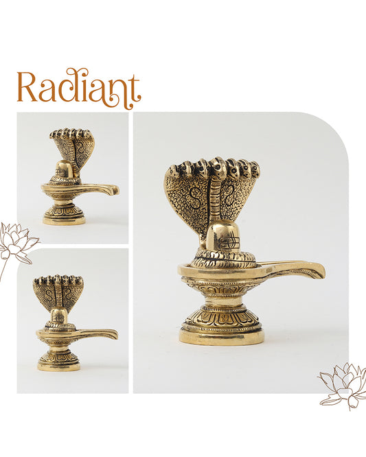 Brass Shivling with Naga Snake for Pooja and Home Decoration