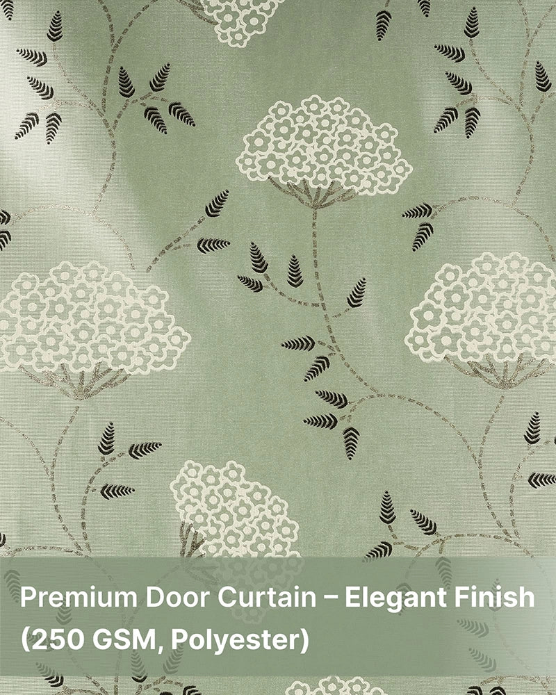 Elegant Polyester Door Curtain with Eyelets (Green, 7 ft)