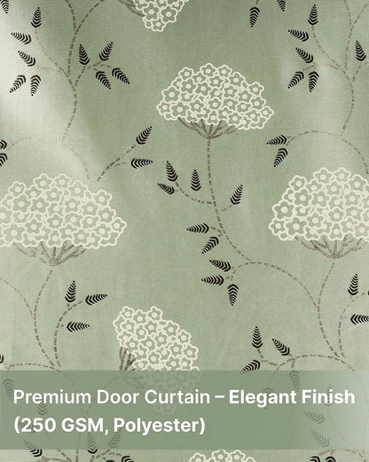 Elegant Polyester Door Curtain with Eyelets (Green, 7 ft)