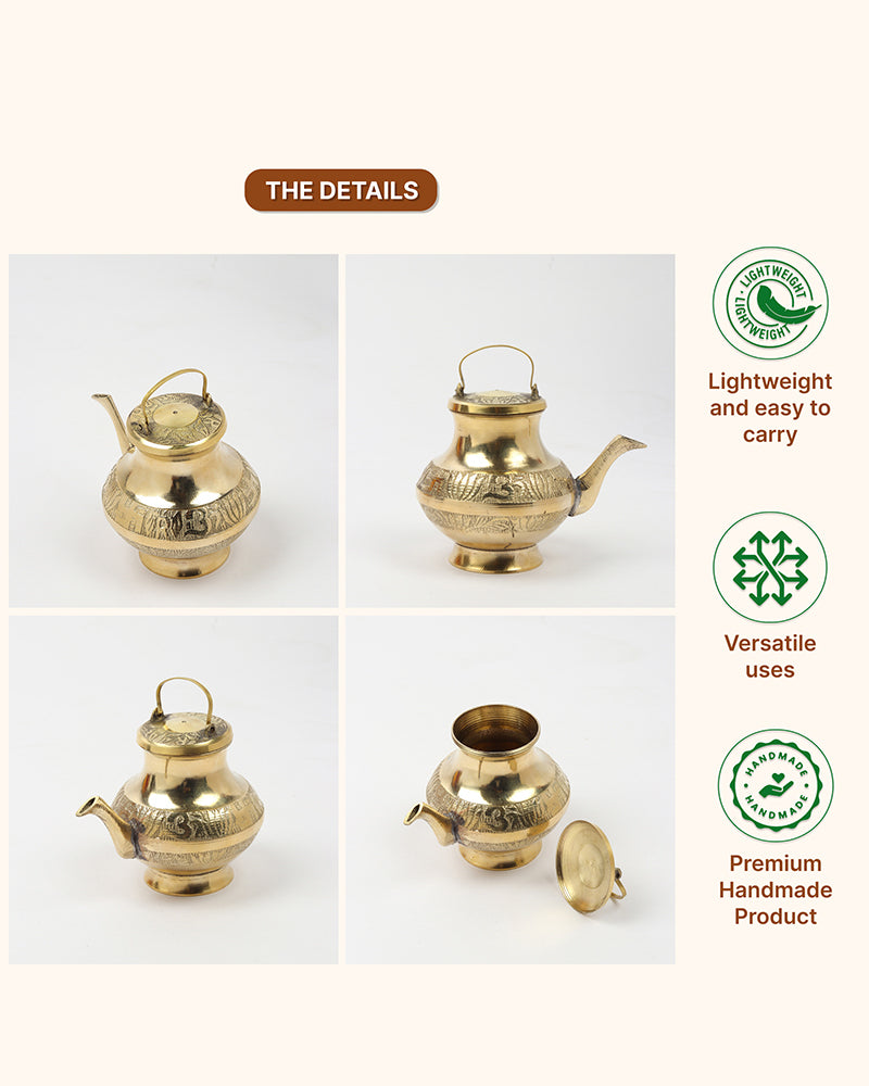 Traditional Brass Kalash for Pooja, Havan, and Religious Celebrations