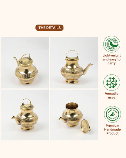 Traditional Brass Kalash for Pooja, Havan, and Religious Celebrations