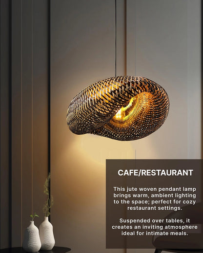 Natural Bamboo Hanging Light for Study Room and Living Room