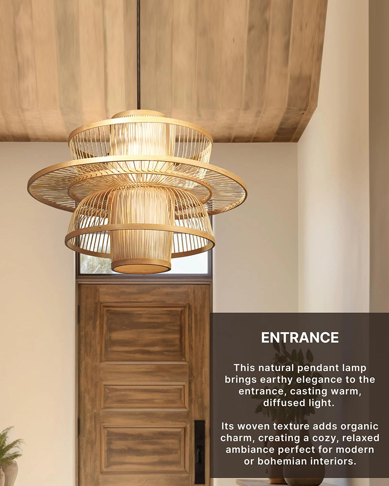 Minimalist Bamboo Ceiling Lamp for Hall and Living Area