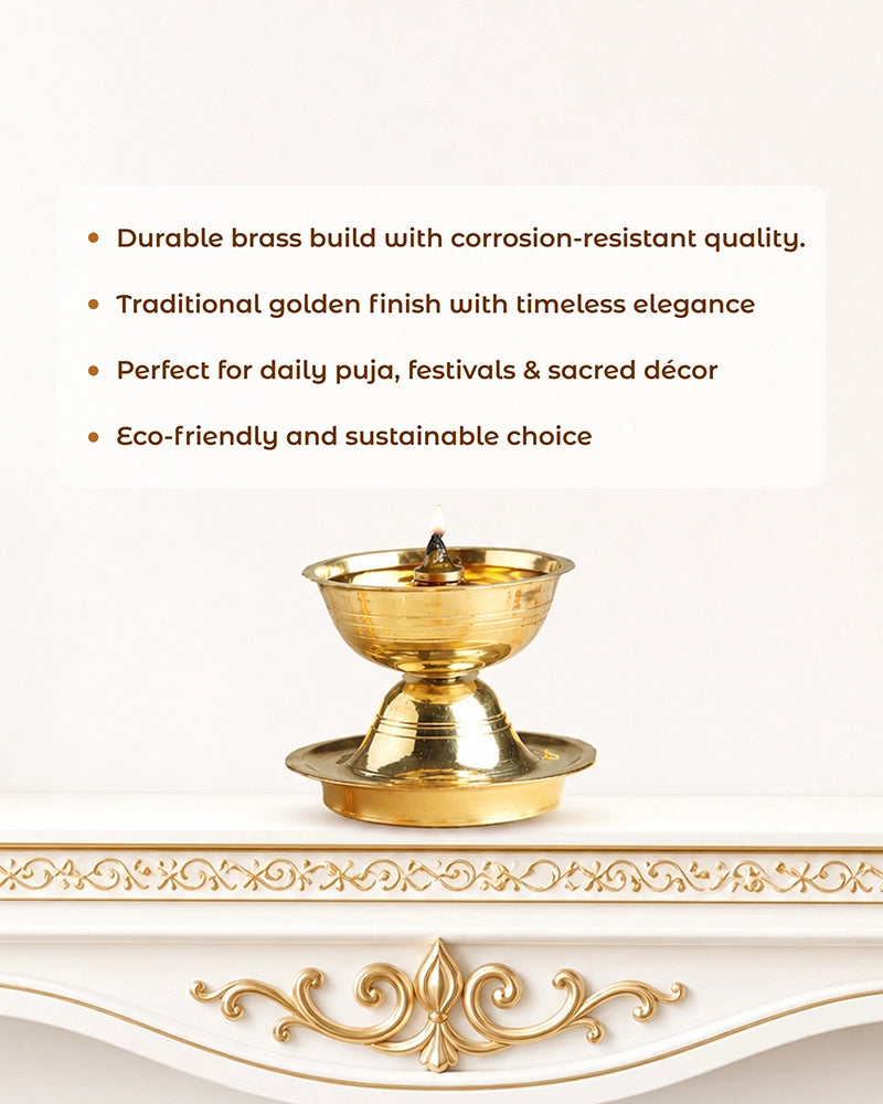 100% Pure Brass Chirag Diya for Daily Pooja and Festive Decor