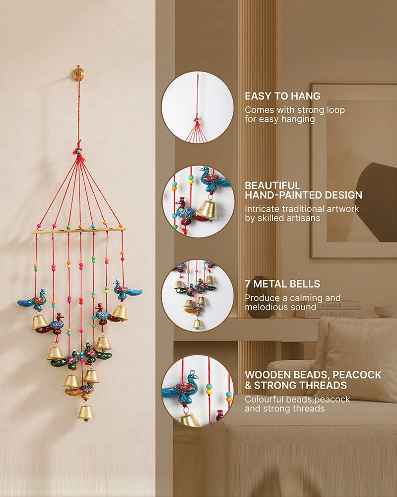 Handcrafted Peacock Wind Chime for Door, Balcony & Wall Decoration